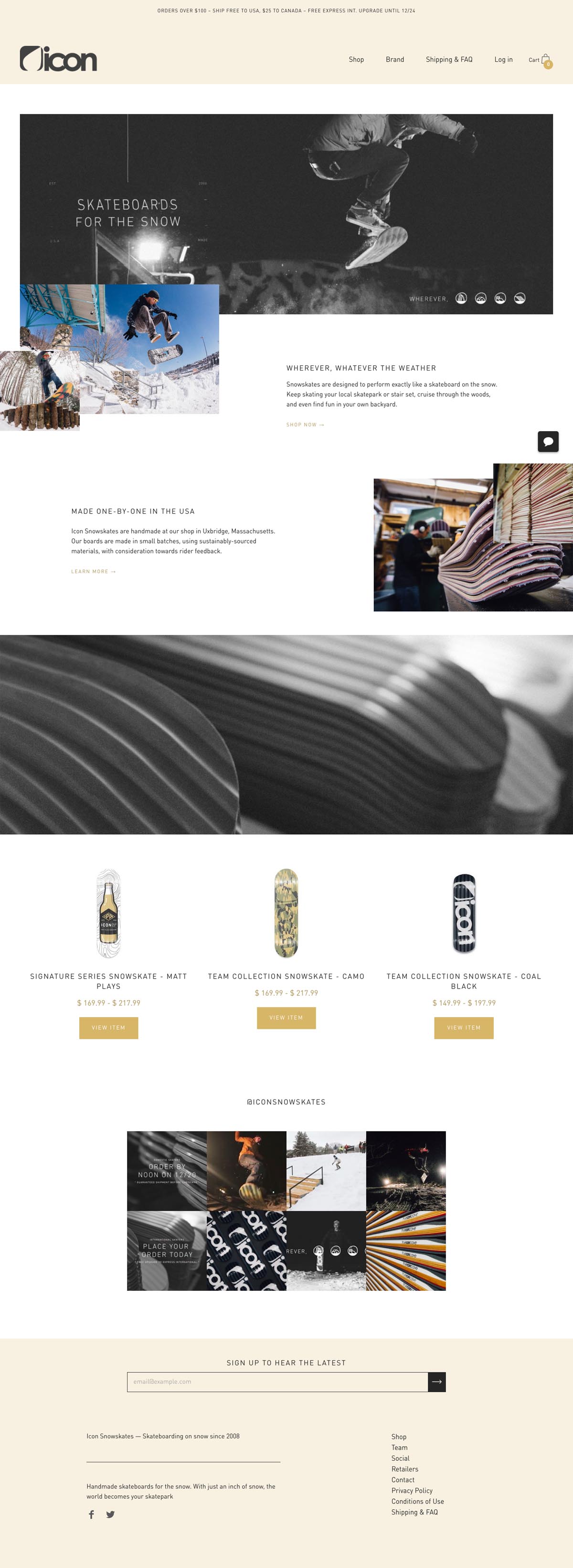 eCommerce website: Icon Snowskates