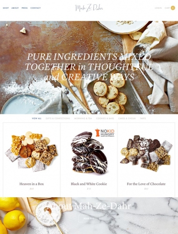 eCommerce website: Mah-Ze-Dahr Bakery