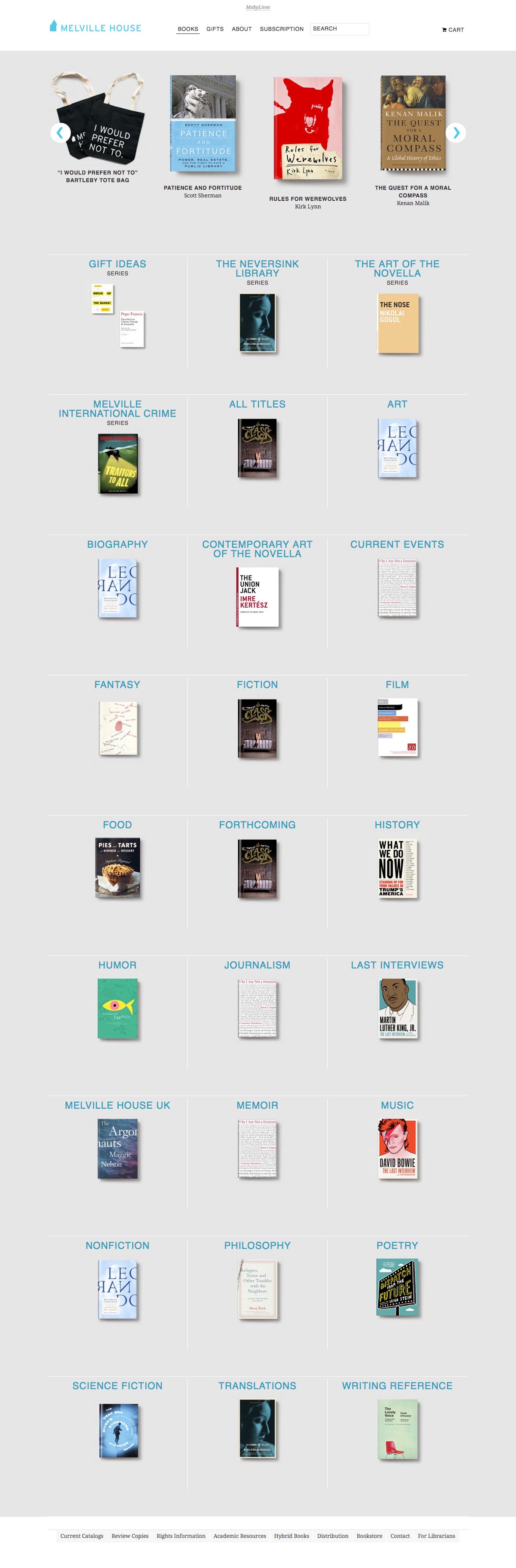 eCommerce website: Melville House