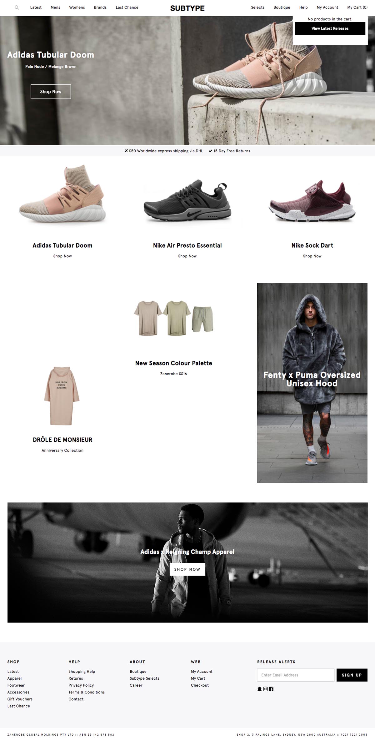 eCommerce website: Subtype