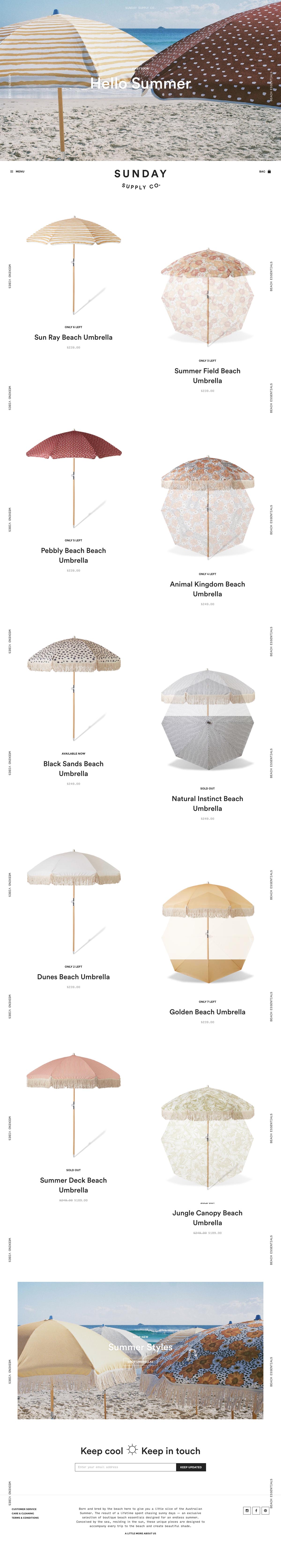 eCommerce website: Sunday Supply Co.