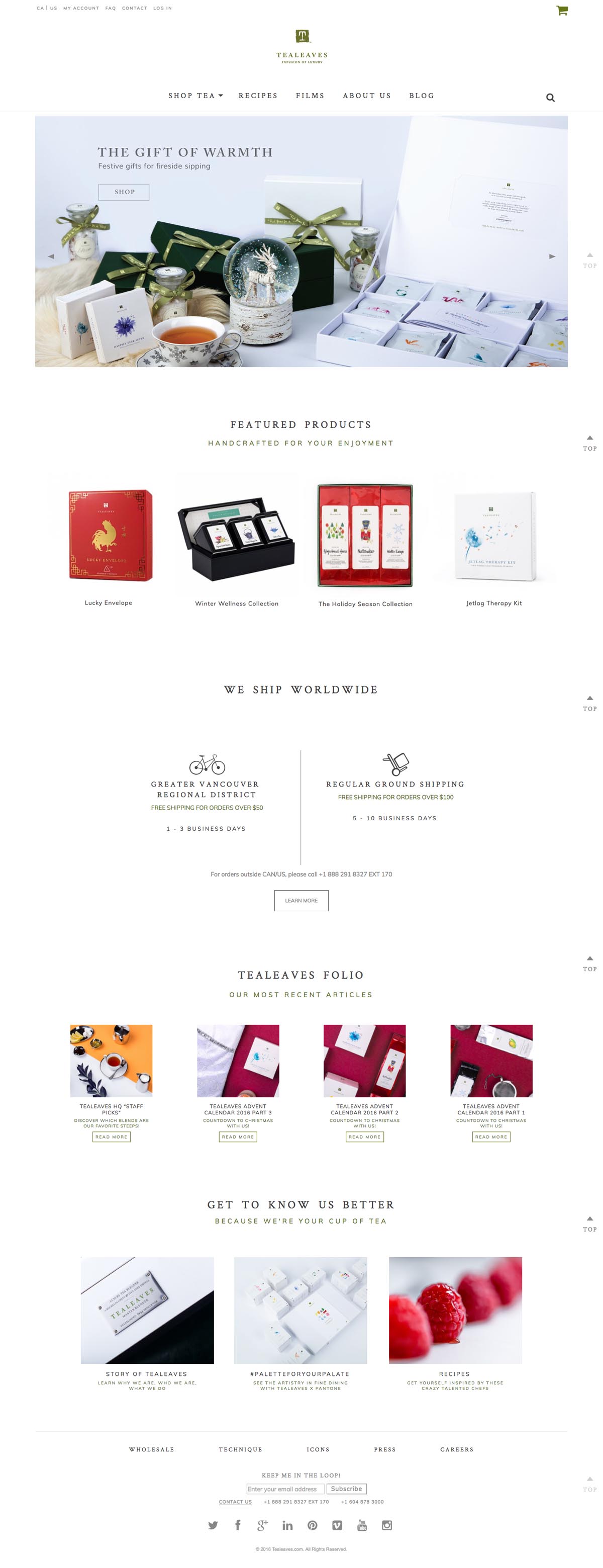 eCommerce website: Tealeaves