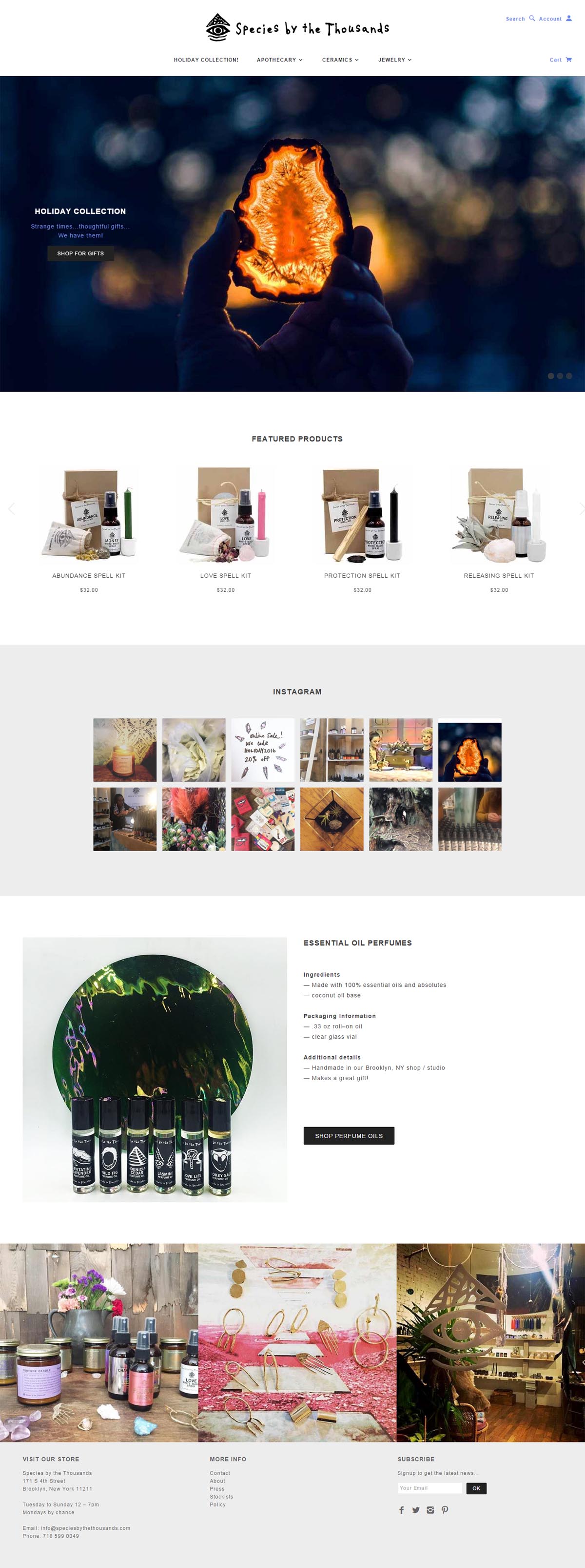 eCommerce website: Species by the Thousands