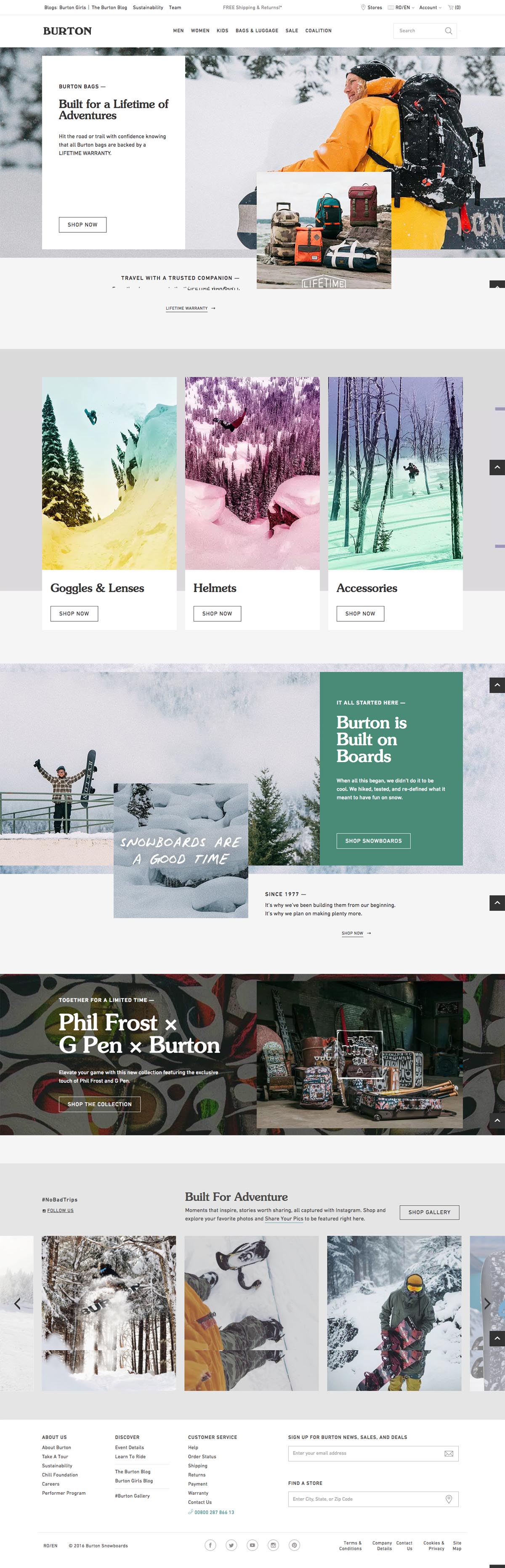 eCommerce website: Burton Snowboards
