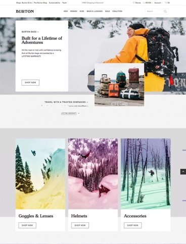 eCommerce website: Burton Snowboards