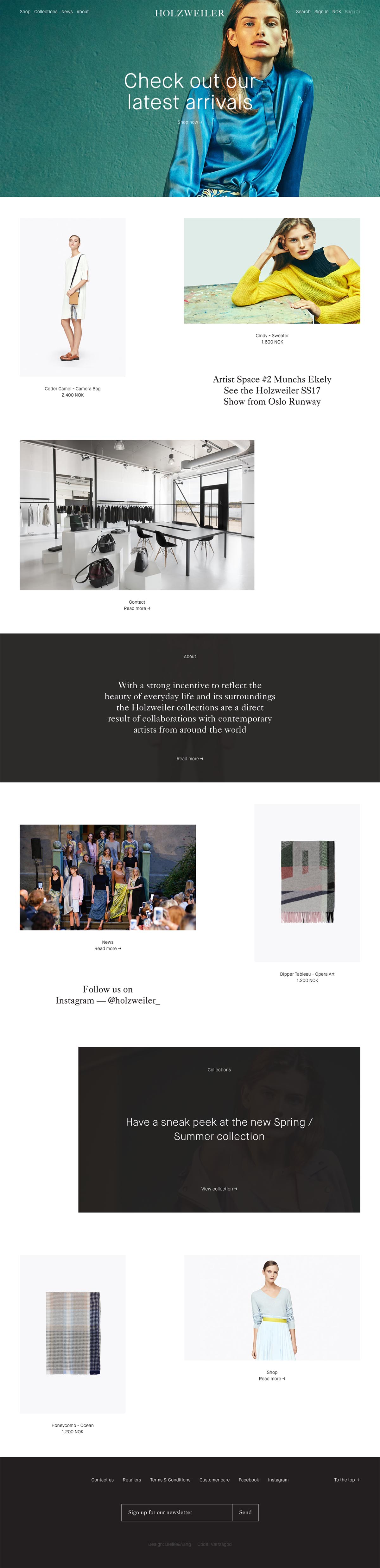 eCommerce website: Holzweiler