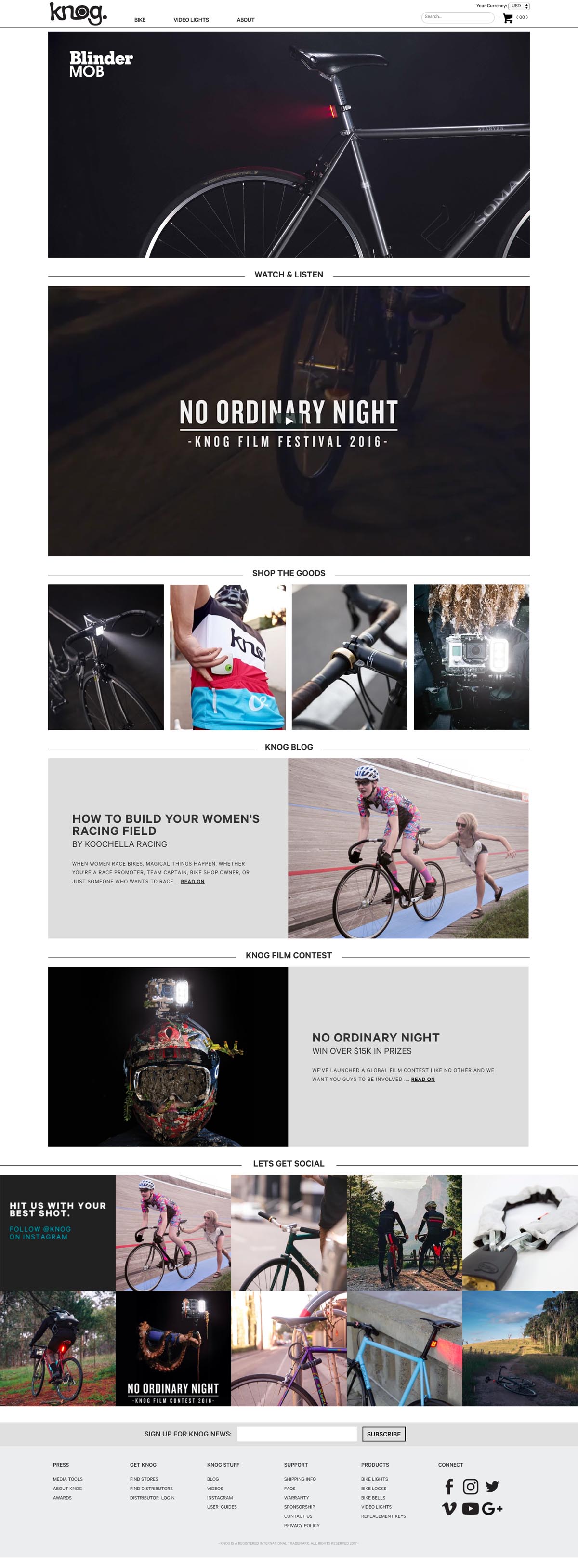 eCommerce website: Knog