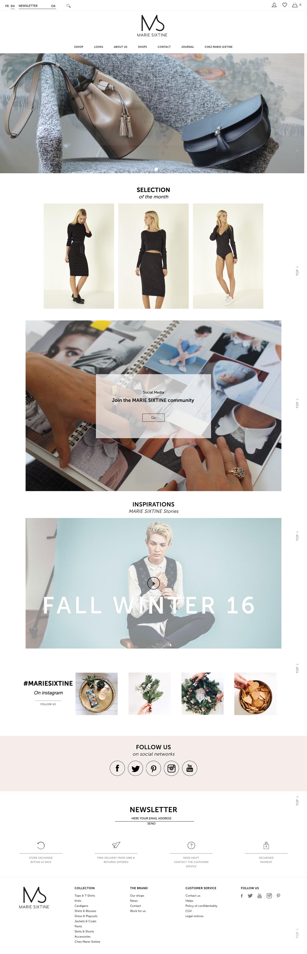 eCommerce website: MARIE SIXTINE