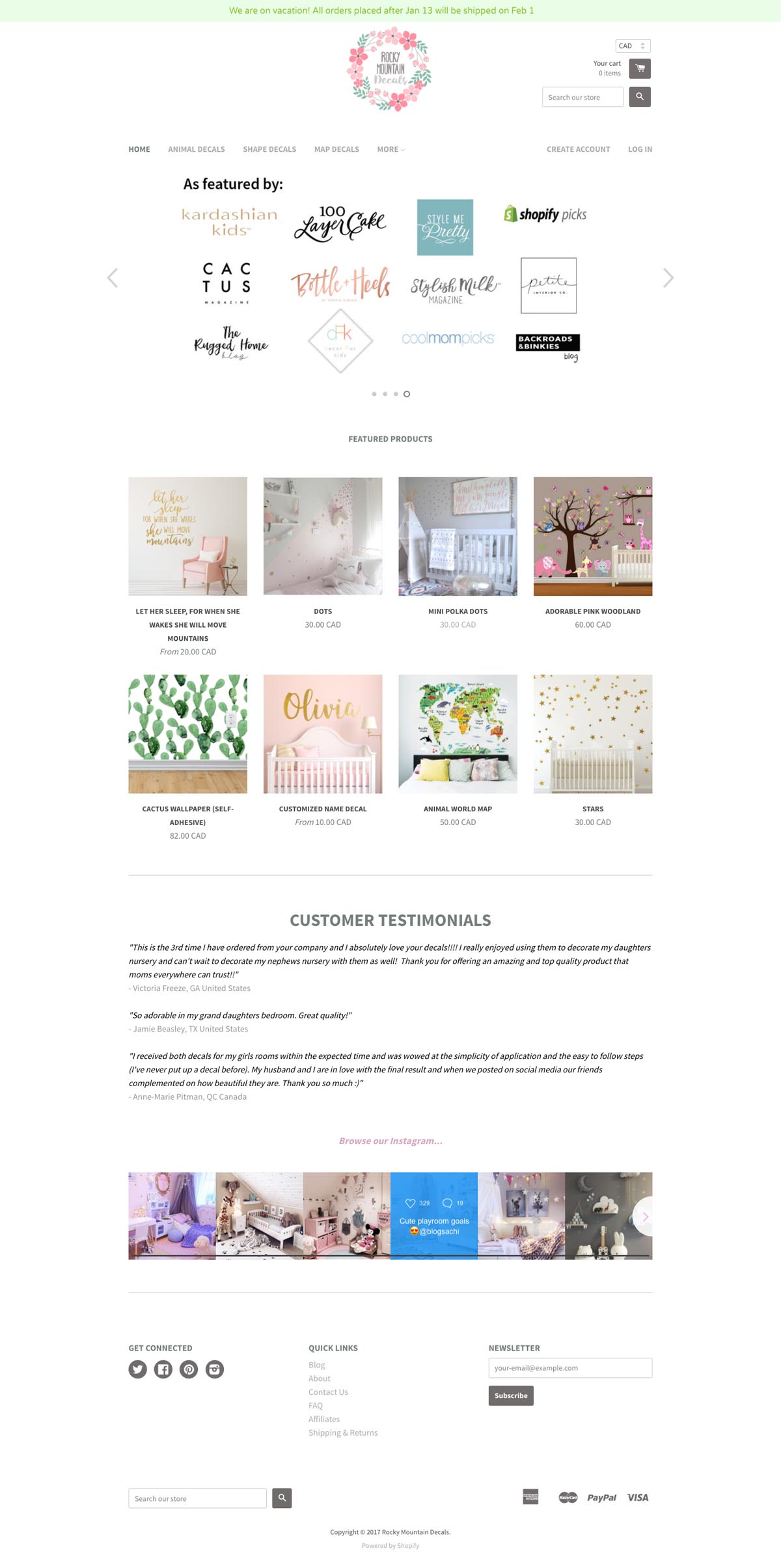 eCommerce website: Rocky Mountain Decal