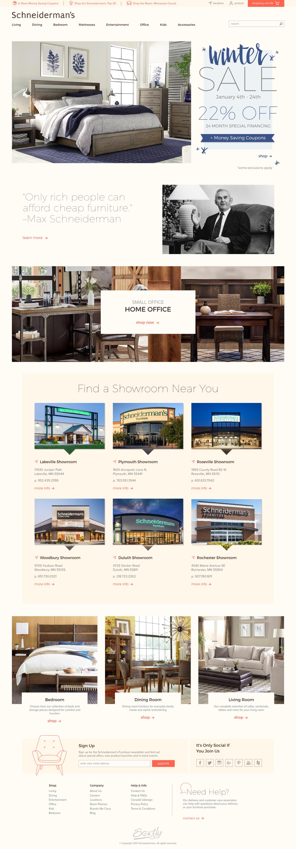 eCommerce website: Schneiderman’s Furniture