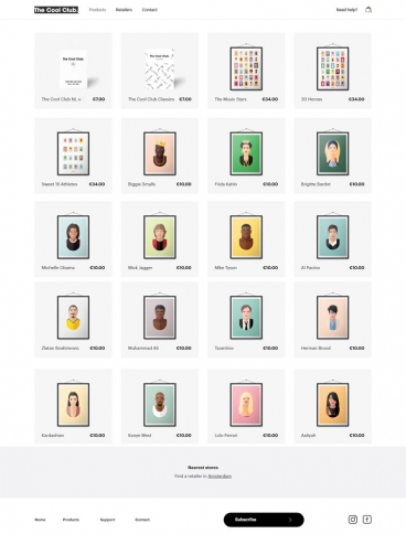 eCommerce website: The Cool Club.