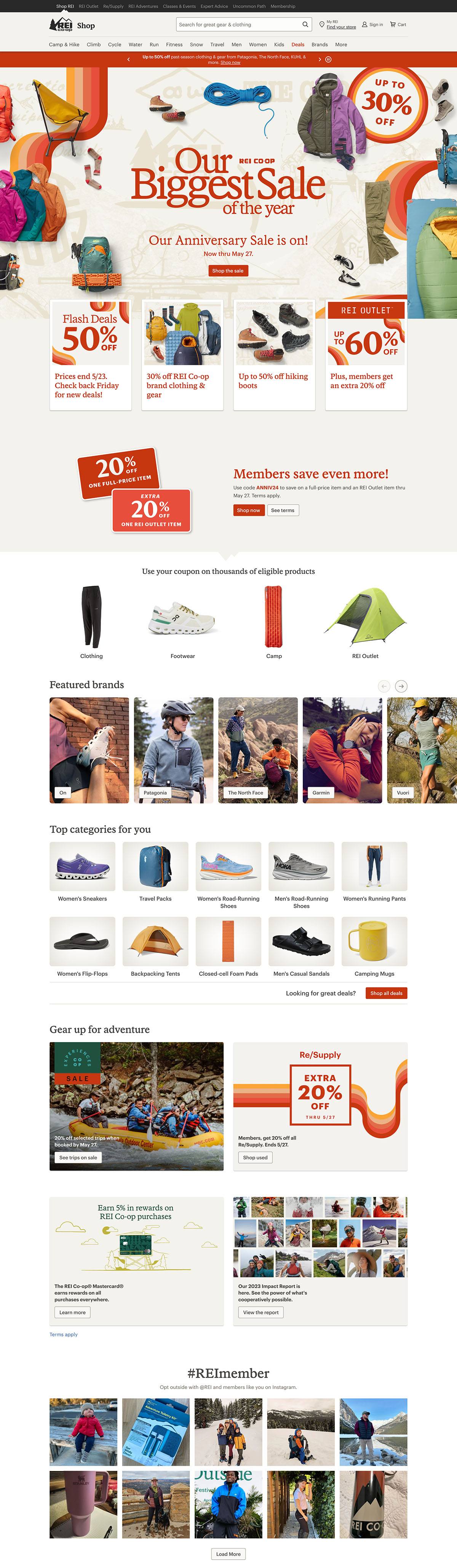 eCommerce website: REI