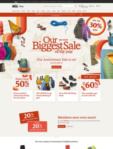 eCommerce website: REI