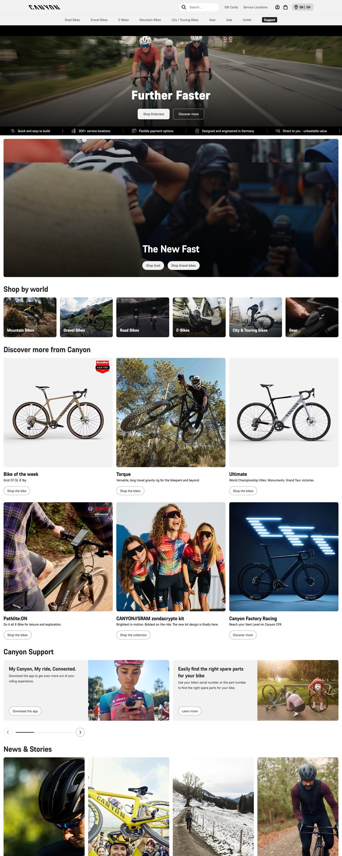 eCommerce website: Canyon Bicycles