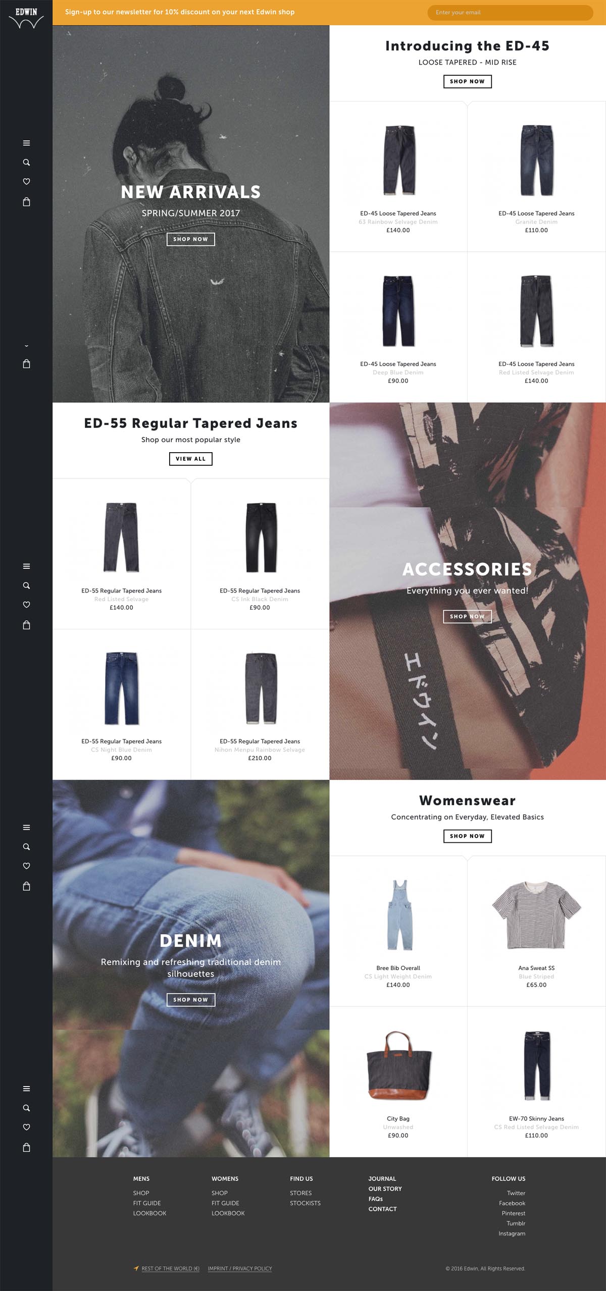 eCommerce website: Edwin Europe