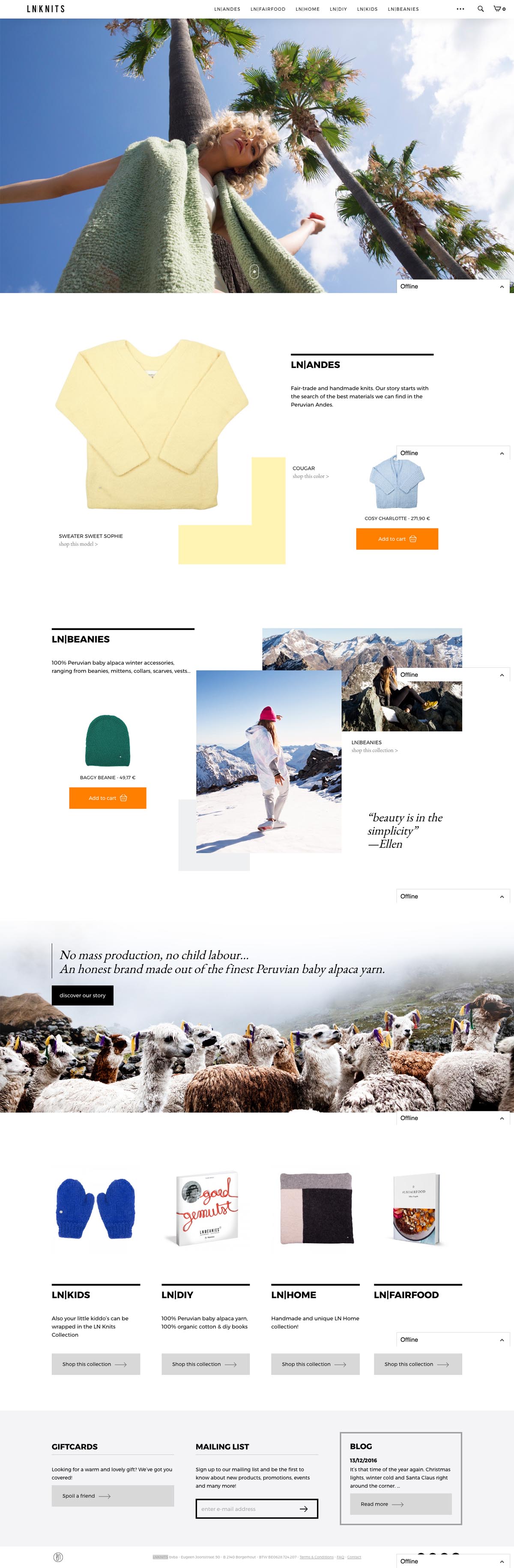 eCommerce website: LNKNITS