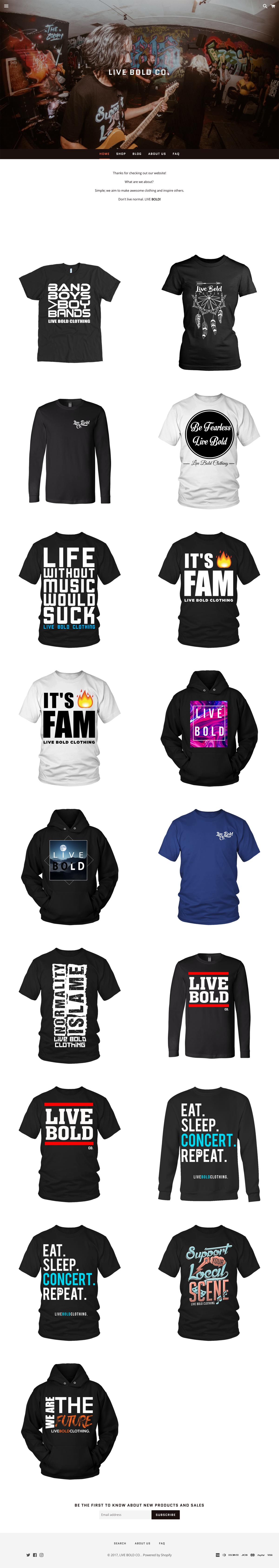 eCommerce website: Live Bold Co.