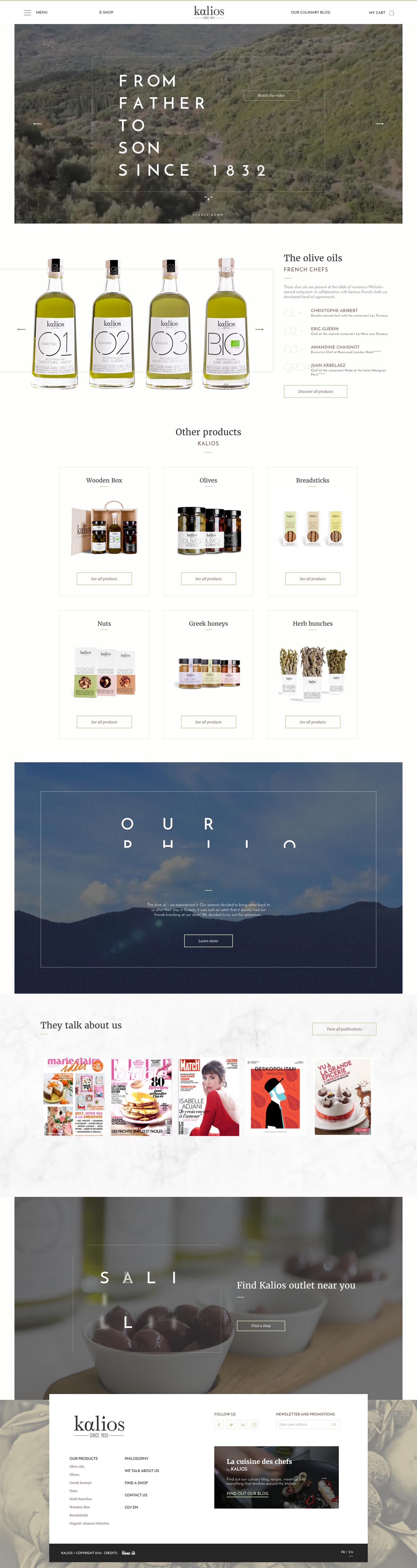 eCommerce website: Kalios