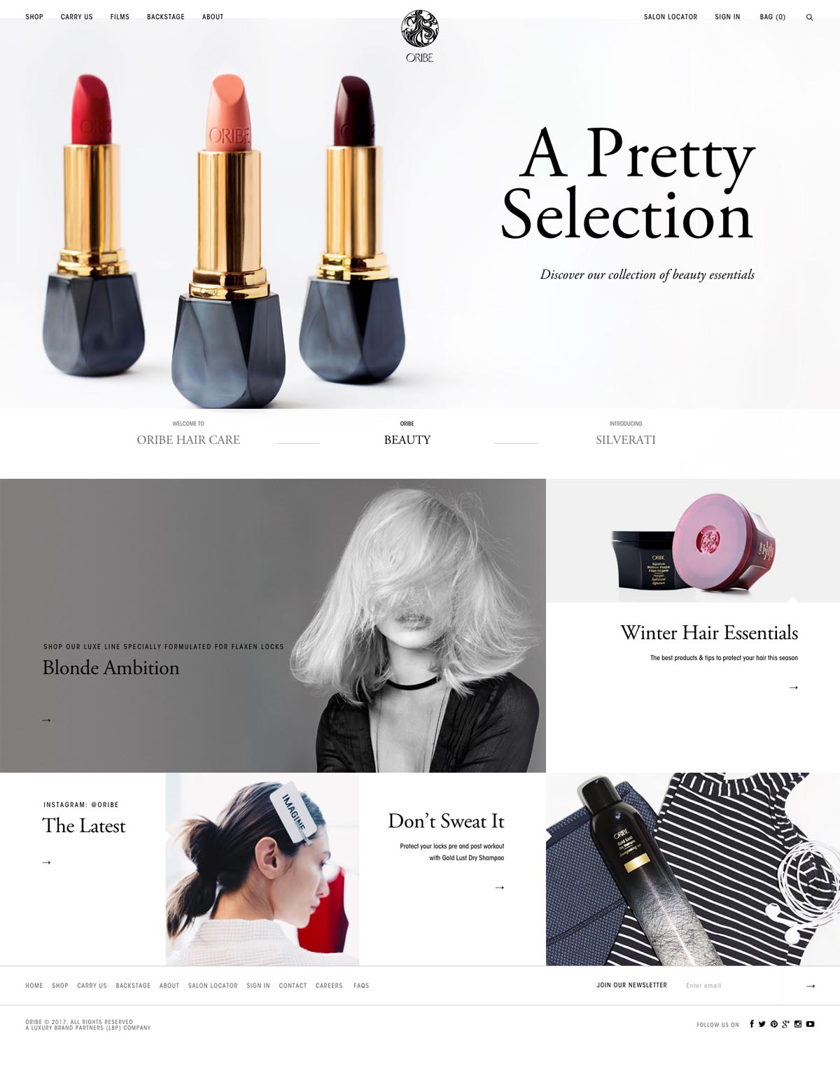 eCommerce website: Oribe Hair Care
