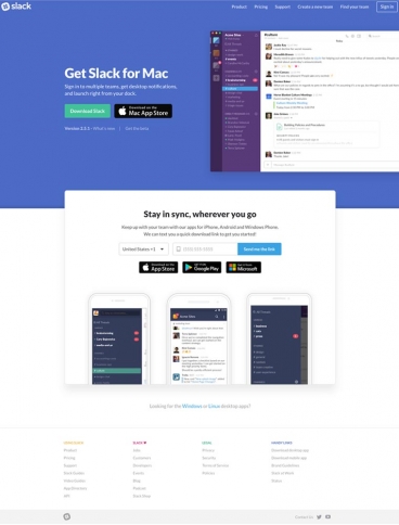 eCommerce website: Slack