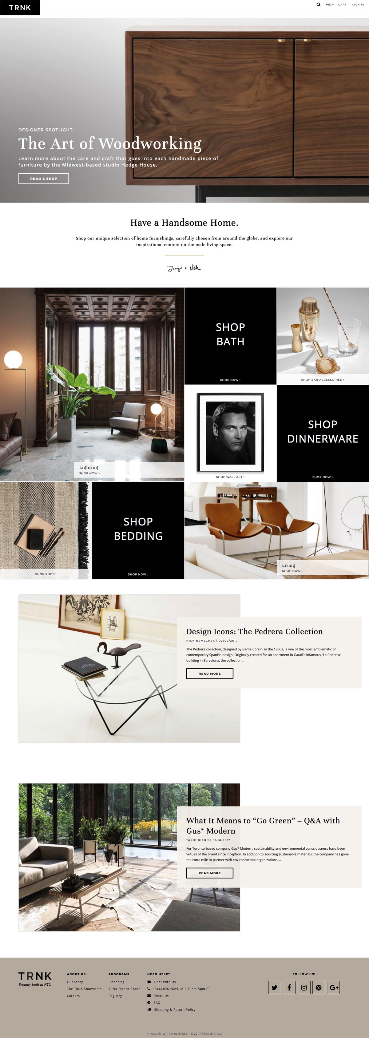 eCommerce website: TRNK
