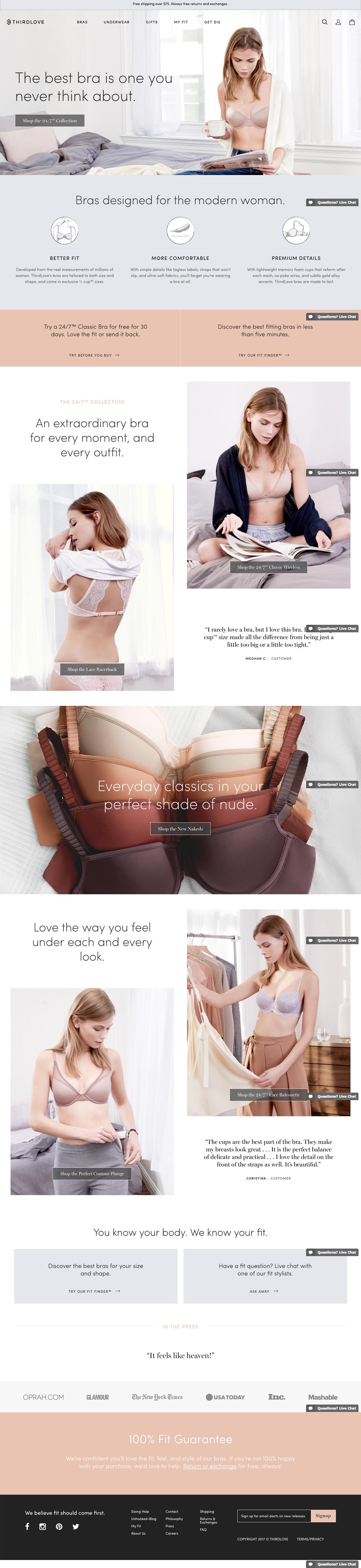 eCommerce website: ThirdLove