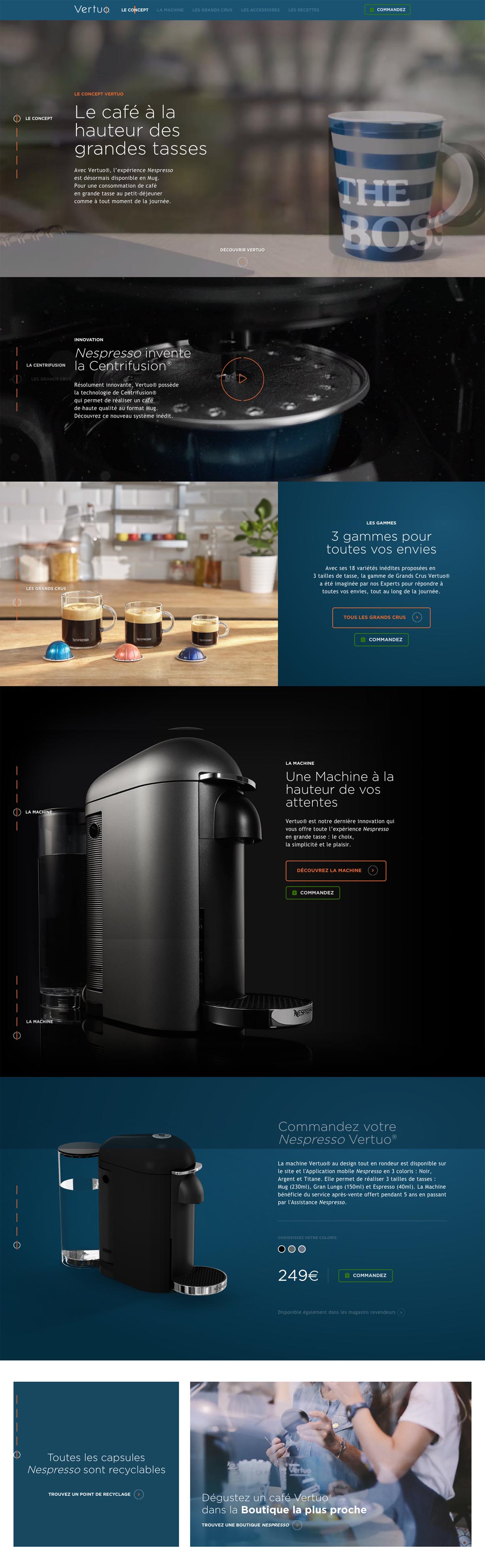 eCommerce website: Vertuo