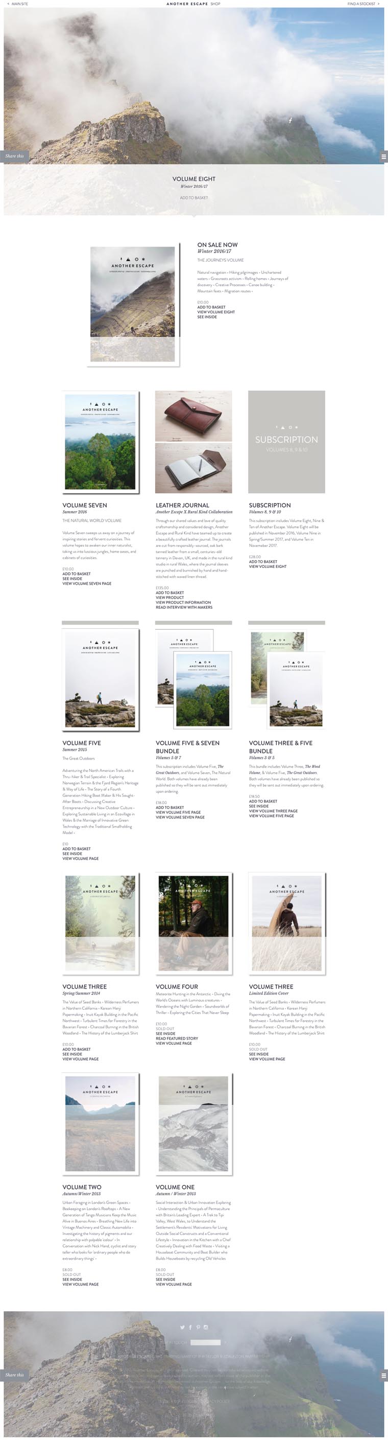 eCommerce website: Another Escape