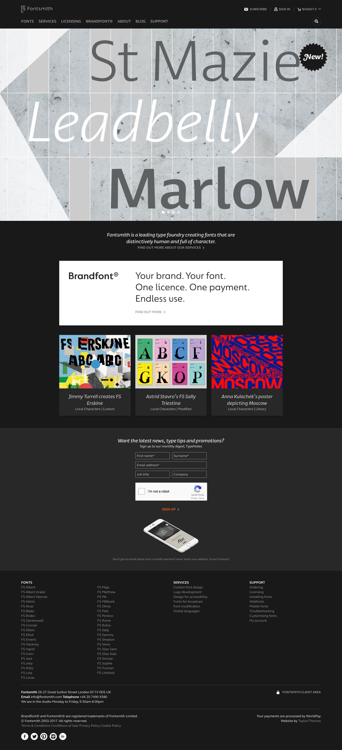 eCommerce website: Fontsmith