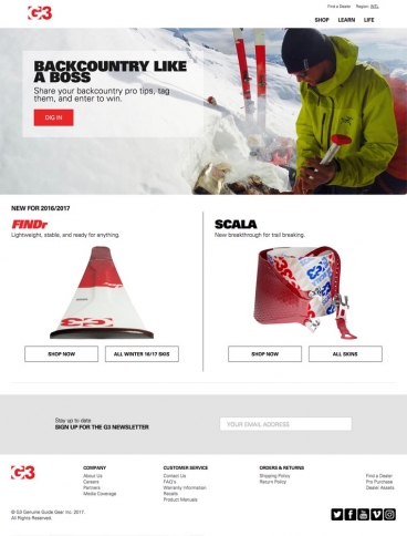 eCommerce website: Genuine Guide Gear