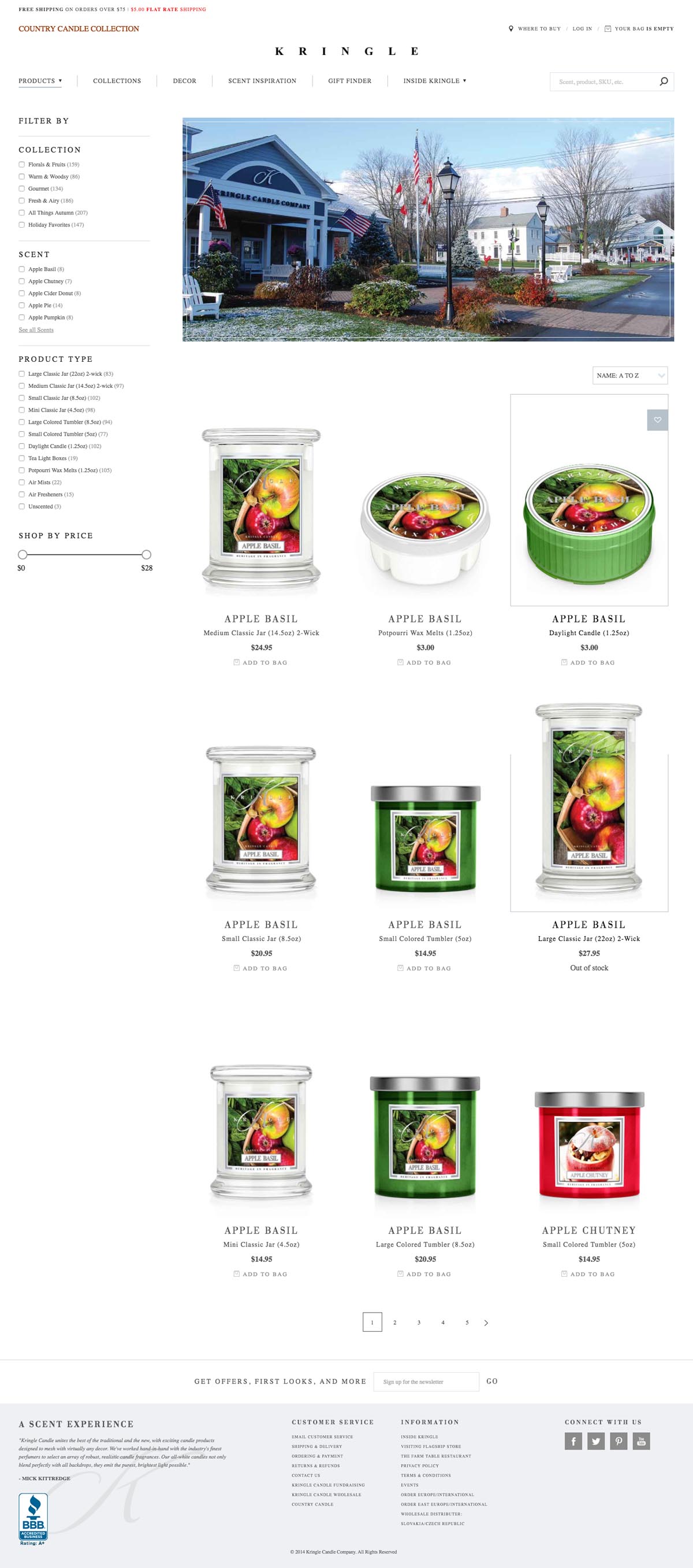 eCommerce website: Kringle Candle Company