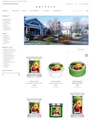 eCommerce website: Kringle Candle Company