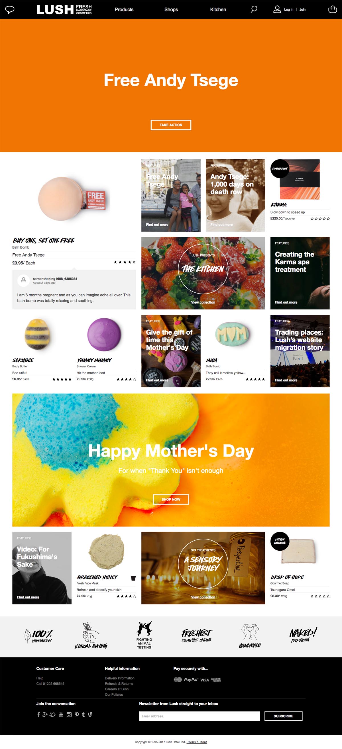eCommerce website: LUSH Cosmetics