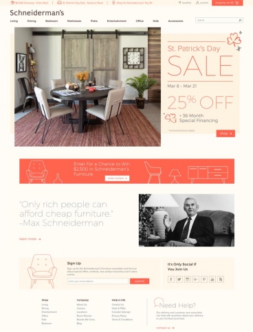 eCommerce website: Schneiderman’s Furniture