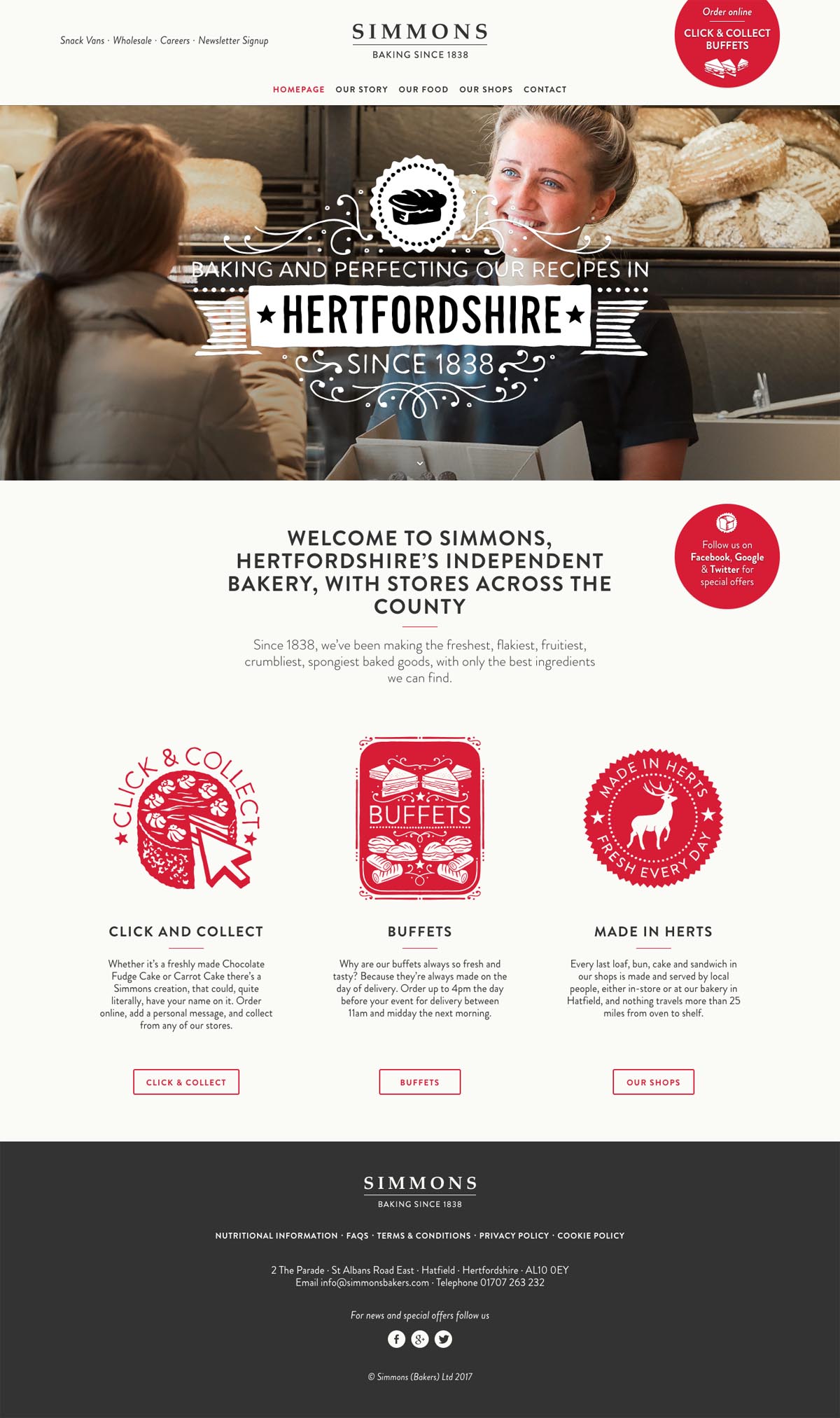 eCommerce website: Simmons Bakers