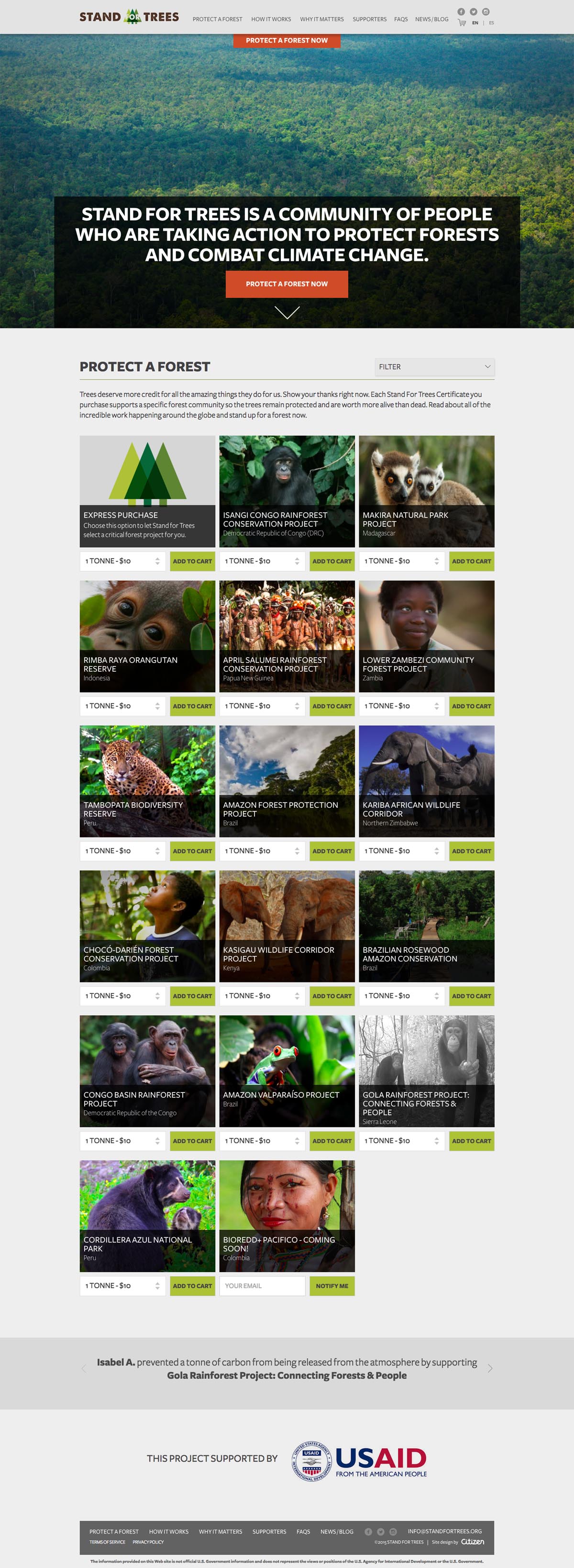 eCommerce website: Stand For Trees