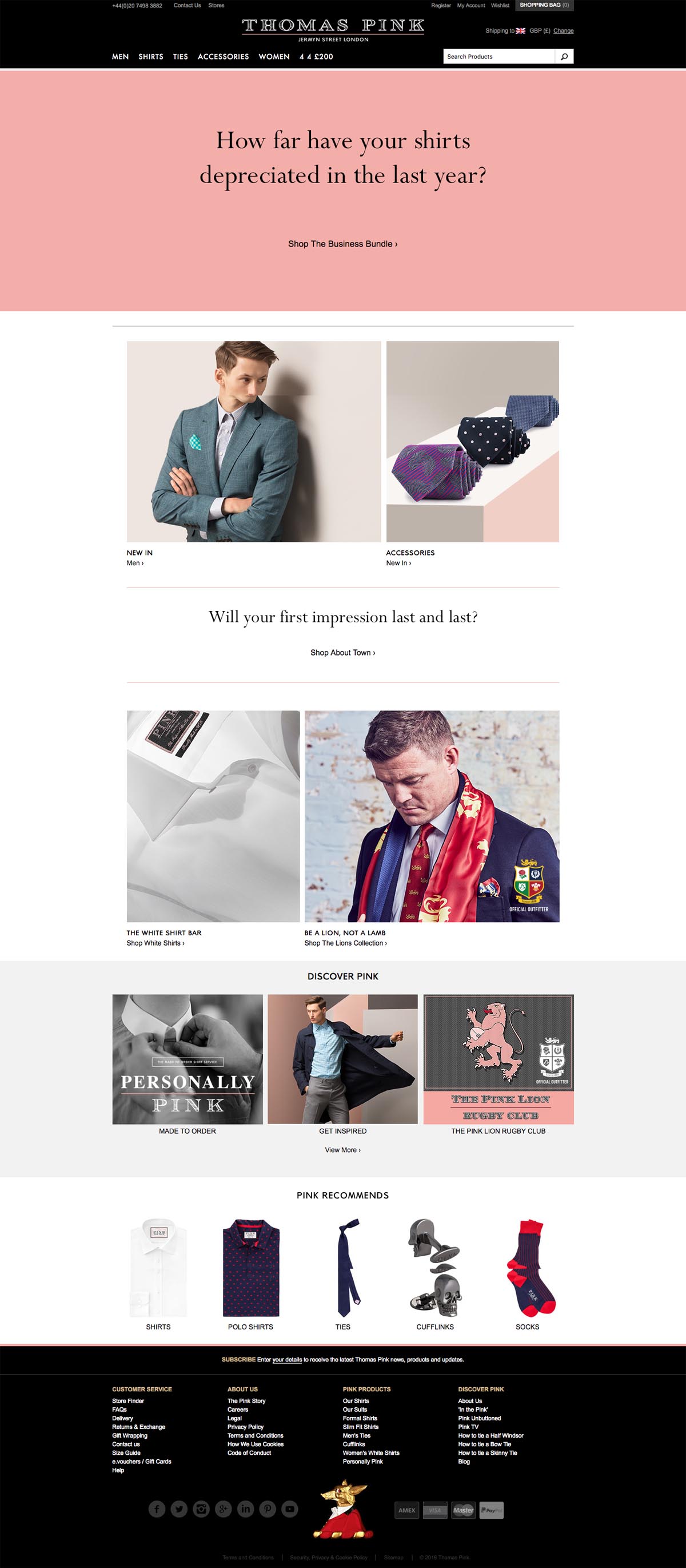 eCommerce website: Thomas Pink