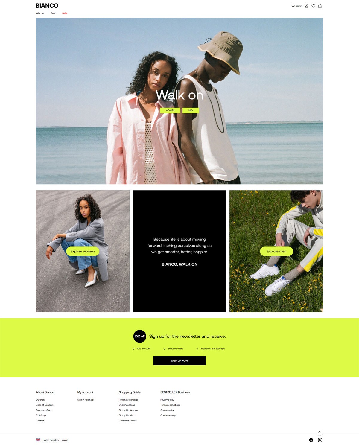 eCommerce website: Bianco Footwear