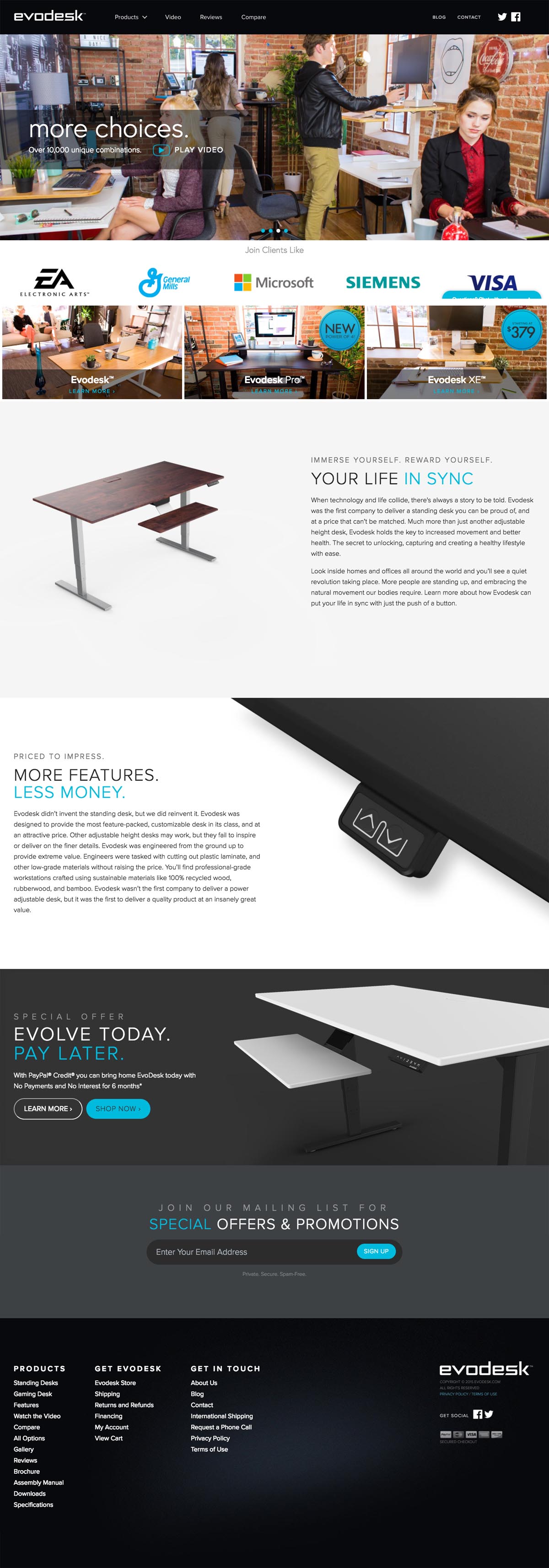 eCommerce website: Evodesk Standing Desks