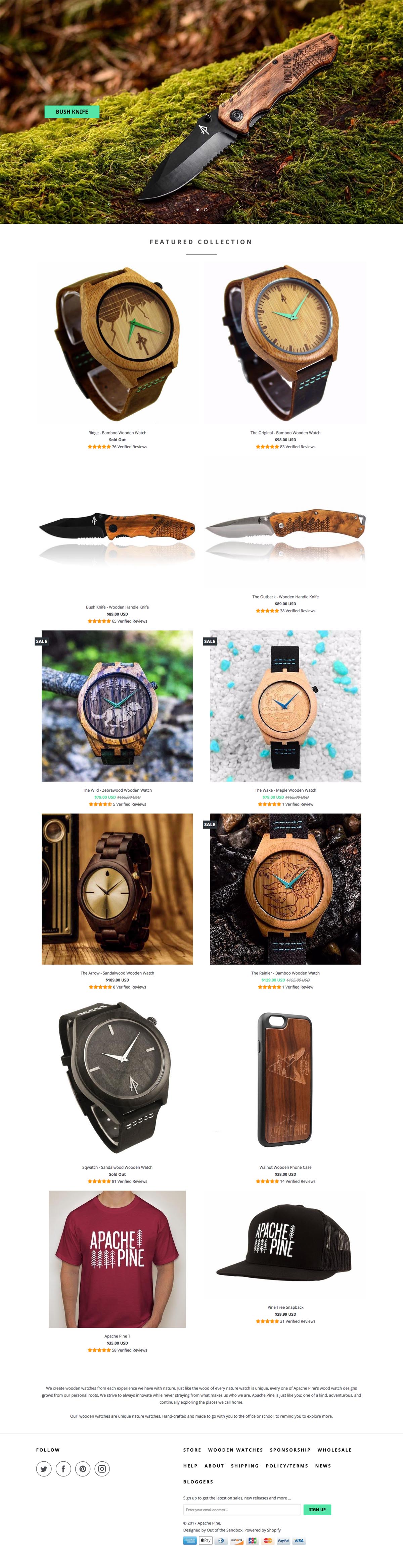 eCommerce website: AP Wood Watches