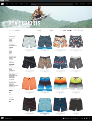 eCommerce website: Billabong