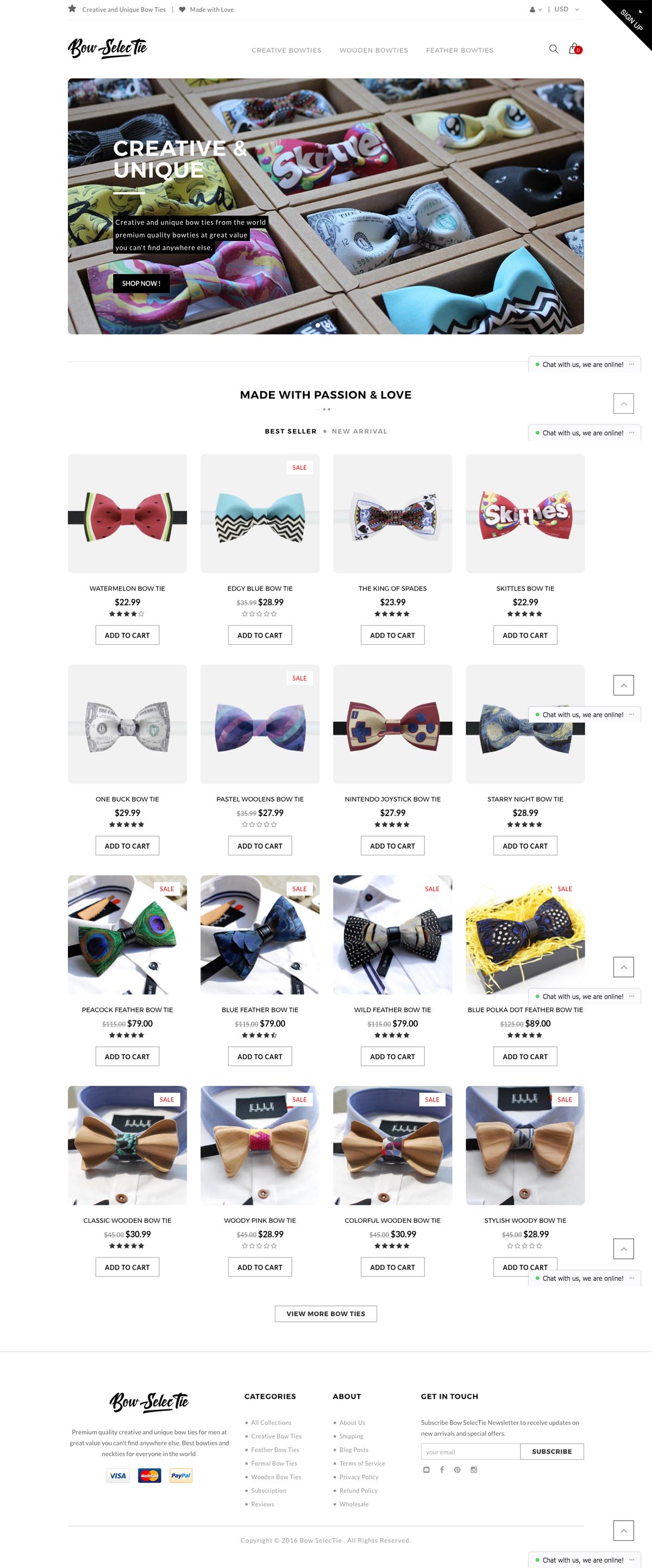 eCommerce website: Bow SelecTie