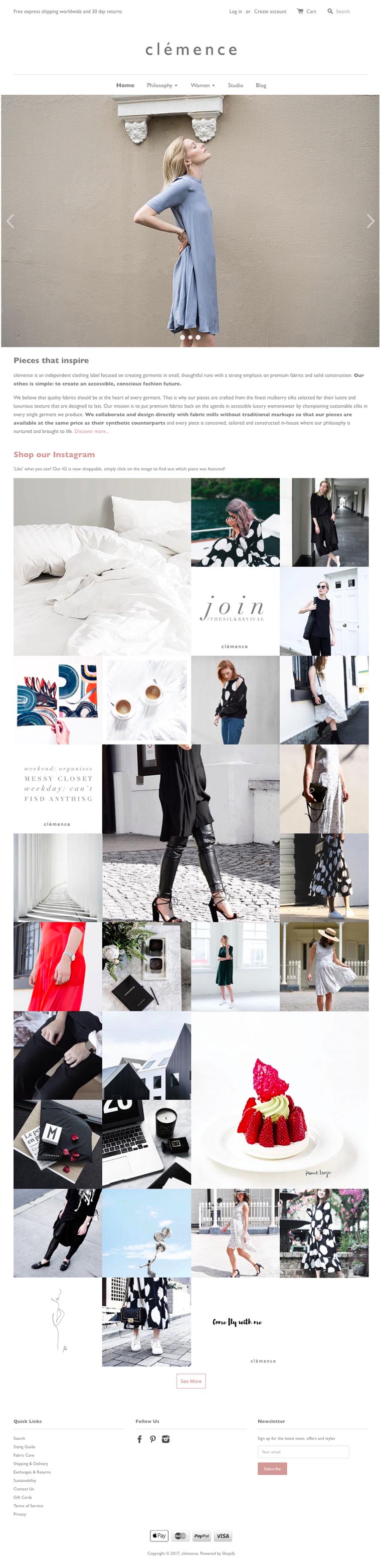 eCommerce website: Clemence