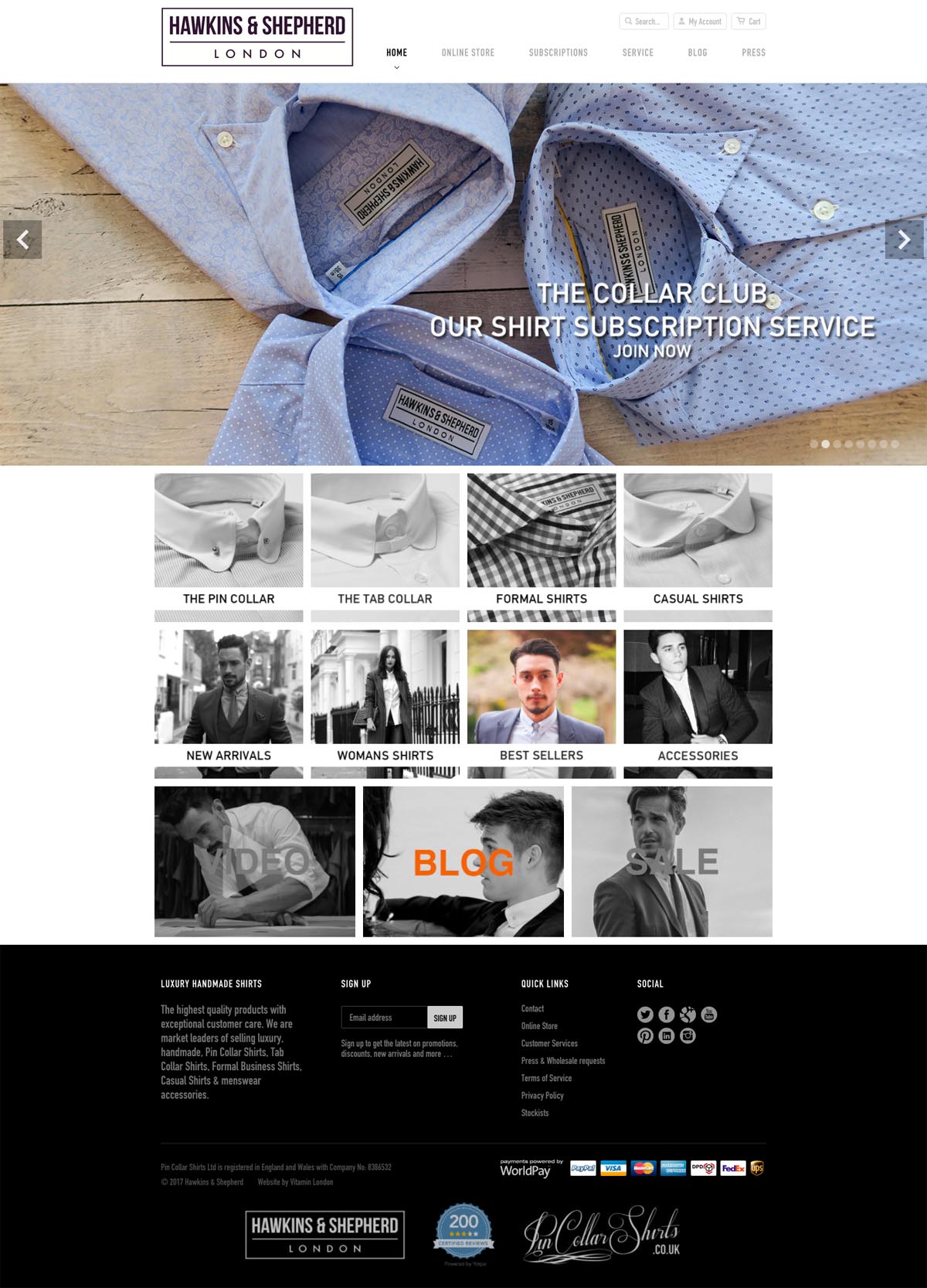 eCommerce website: Hawkins & Shepherd