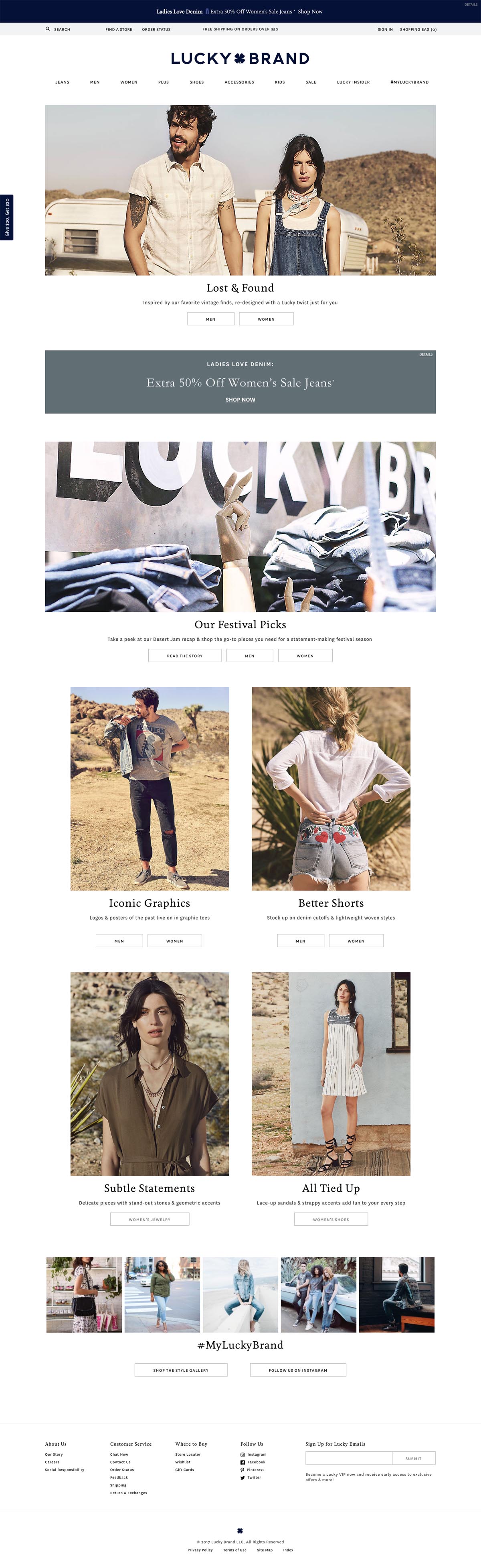 eCommerce website: Lucky Brand