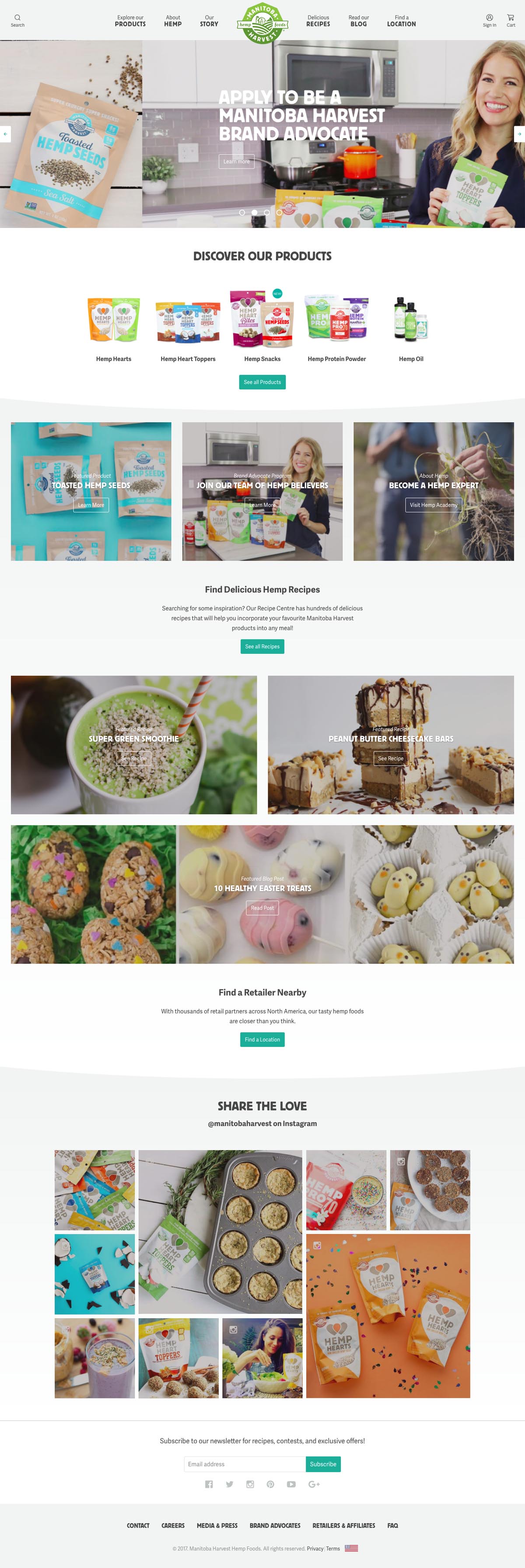 eCommerce website: Manitoba Harvest