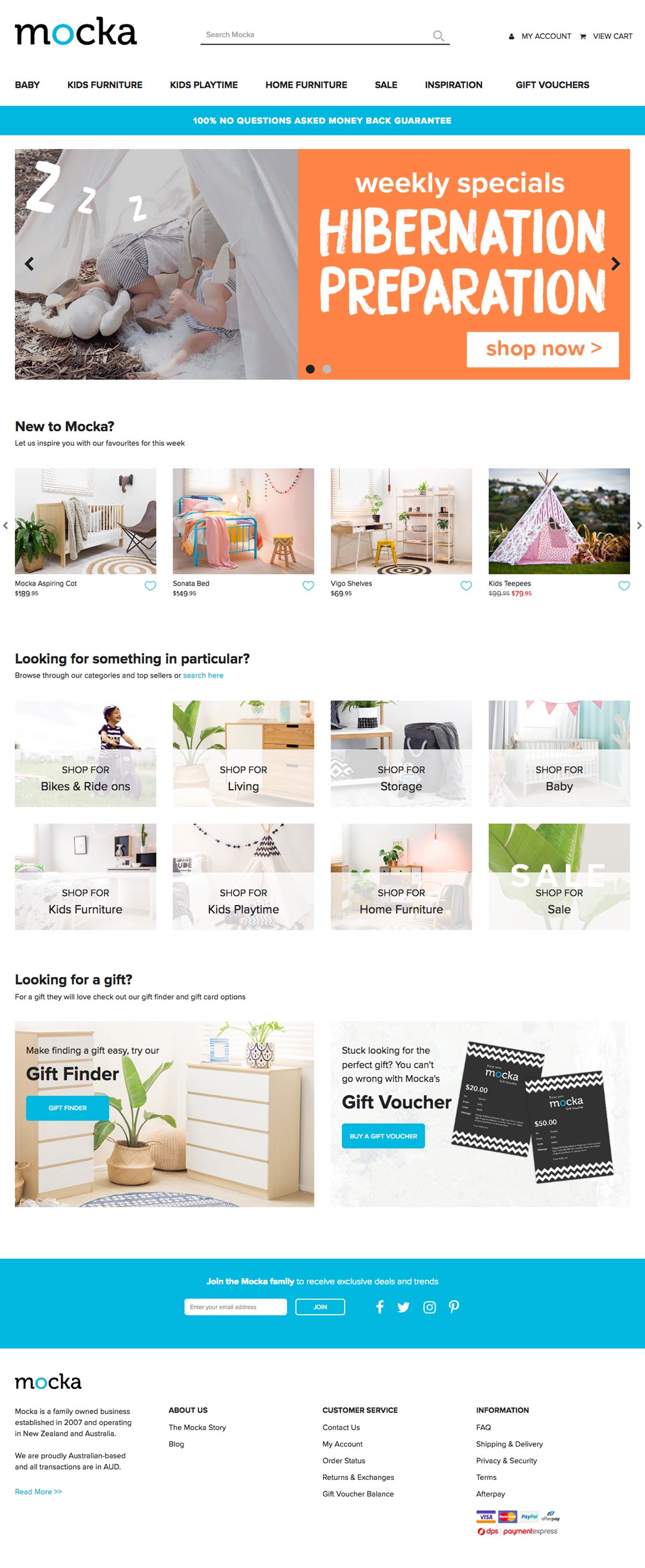 eCommerce website: Mocka Australia