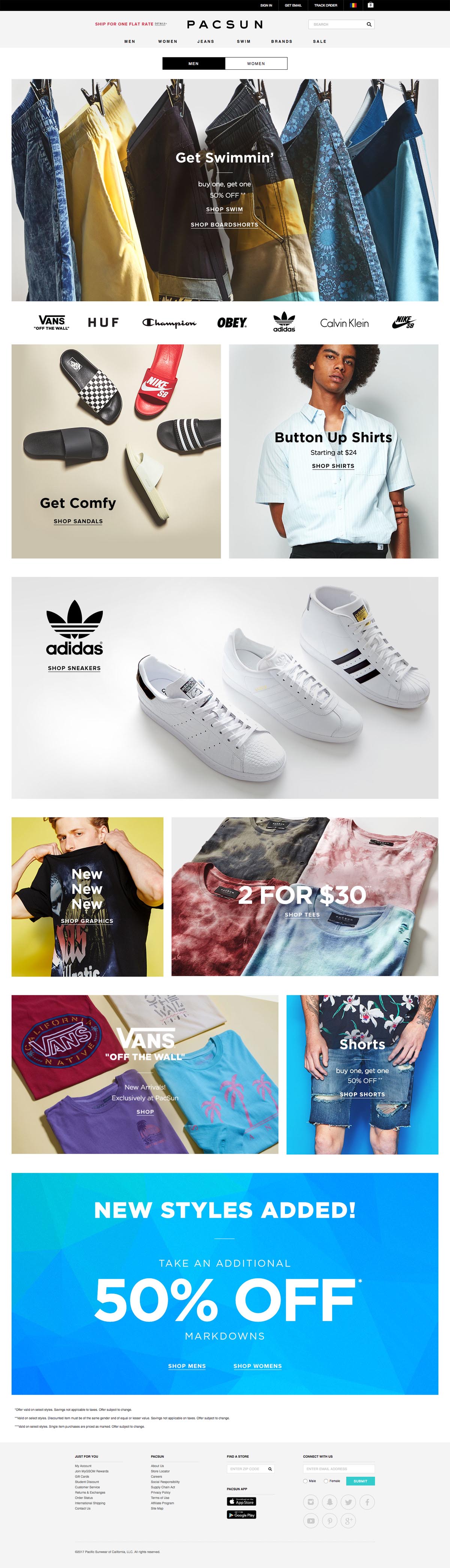 eCommerce website: PacSun