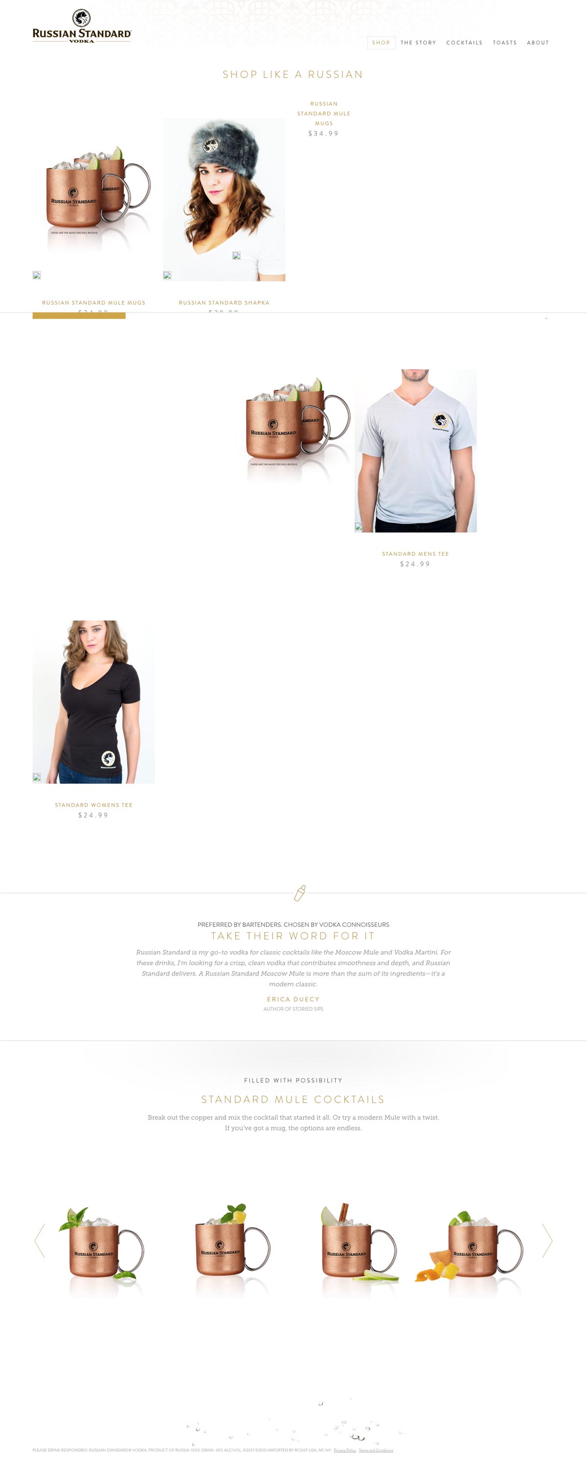 eCommerce website: Russian Standard Vodka