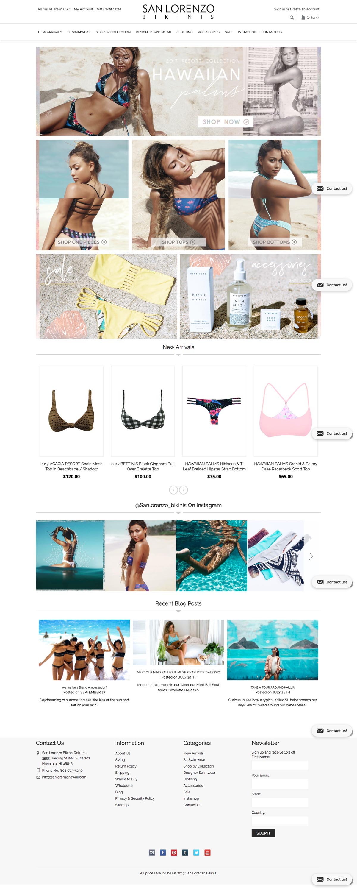 eCommerce website: San Lorenzo Bikinis